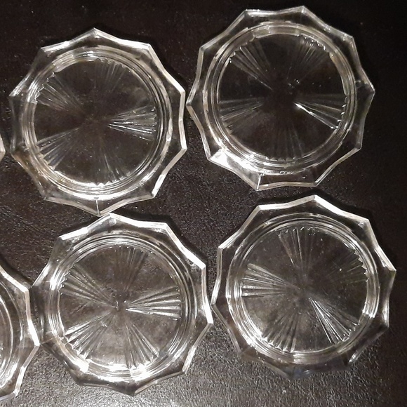 ***HOST PICK** Vintage Reims Glass Coasters Windmill Blades Pattern set of 6 - Picture 4 of 5